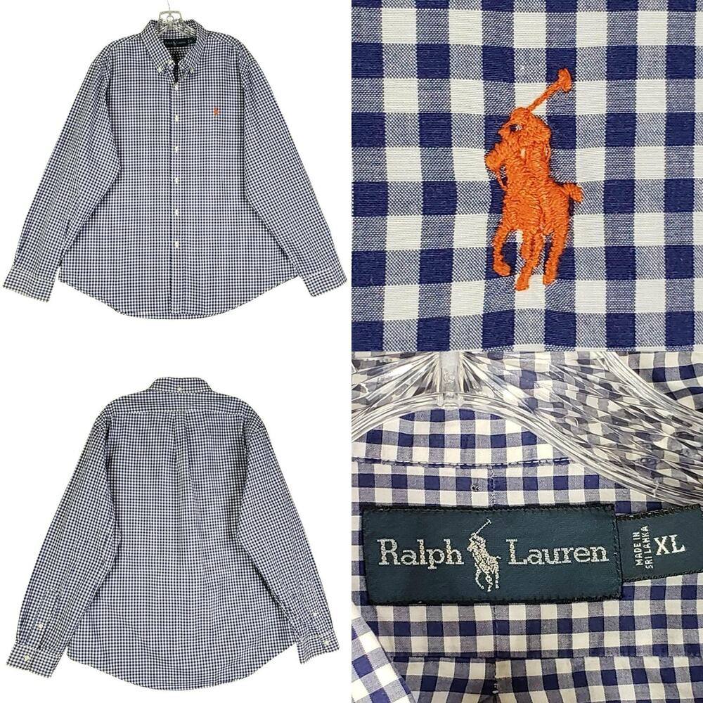 Polo Ralph Lauren Oxford Shirt Mens Size XL Button Down Blue Gingham